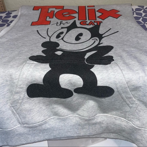 Felix the cat sleeveless grey hoodie size small - Picture 4 of 7